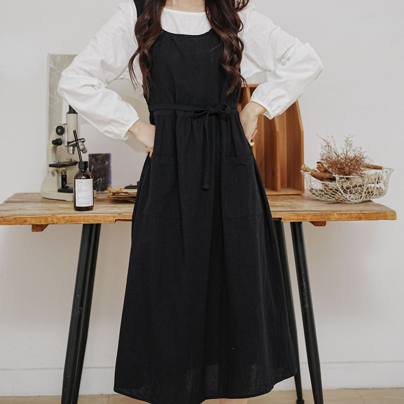 Europska i američka Amazon korejska verzija plus veličine haljine s pregačom, japanskim kariranim kravatama i bočnim prorezima