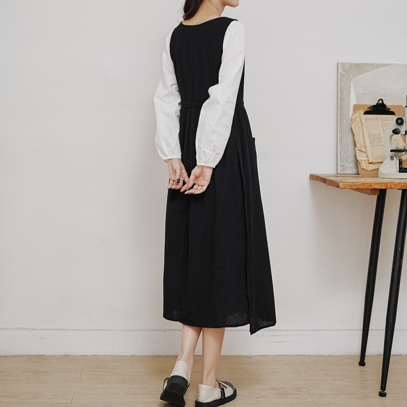 Europska i američka Amazon korejska verzija plus veličine haljine s pregačom, japanskim kariranim kravatama i bočnim prorezima