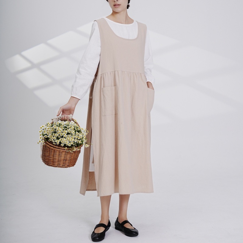 Europska i američka Amazon korejska verzija plus veličine haljine s pregačom, japanskim kariranim kravatama i bočnim prorezima