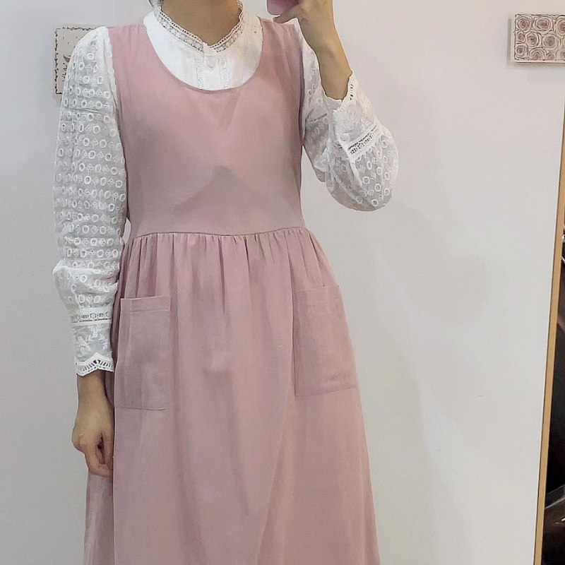 Europska i američka Amazon korejska verzija plus veličine haljine s pregačom, japanskim kariranim kravatama i bočnim prorezima