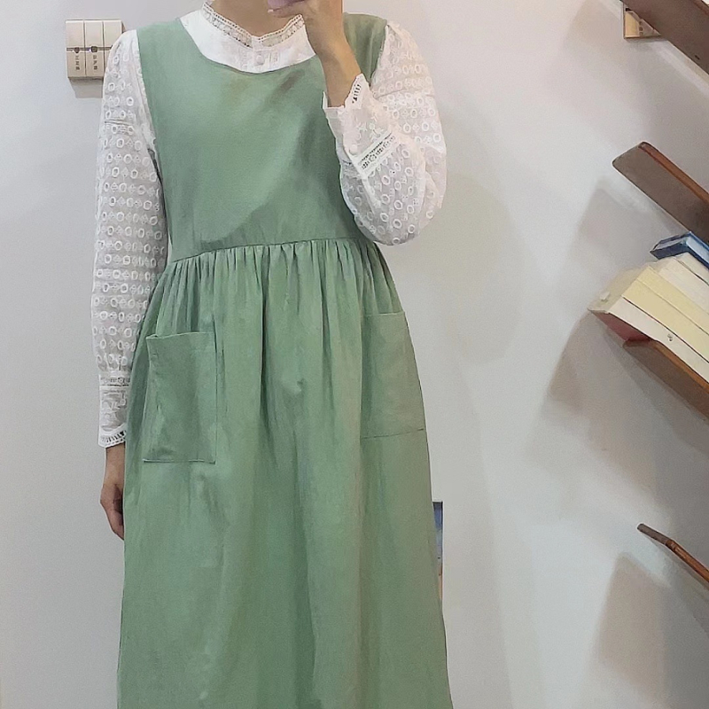 Europska i američka Amazon korejska verzija plus veličine haljine s pregačom, japanskim kariranim kravatama i bočnim prorezima