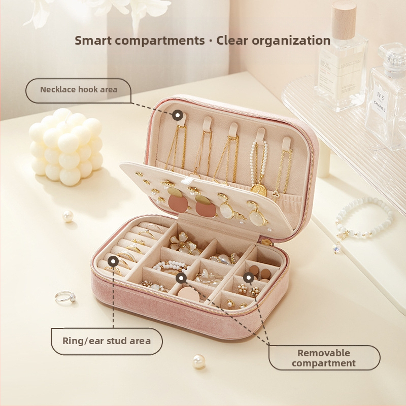 Šperkovnica Cross-Border, zamatová, luxusná, dvojvrstvová, veľkokapacitná, náušnice, prsteň, náhrdelník, úložný box na šperky