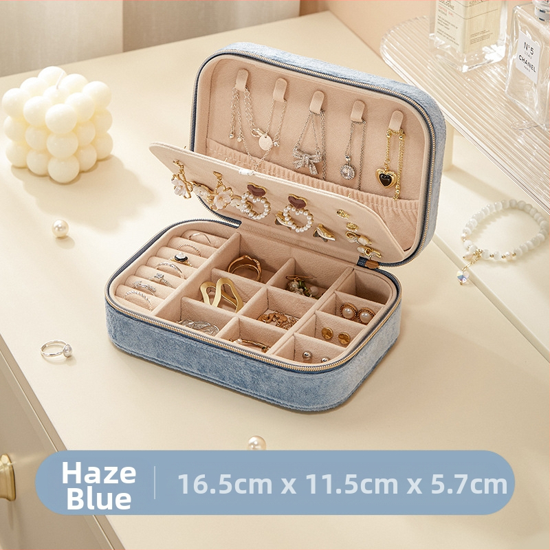 Pārrobežu rotaslietu kastīte samta augstas klases divslāņu lielas ietilpības auskari gredzens kaklarota rotaslietu uzglabāšana roku rotaslietu uzglabāšanas kaste