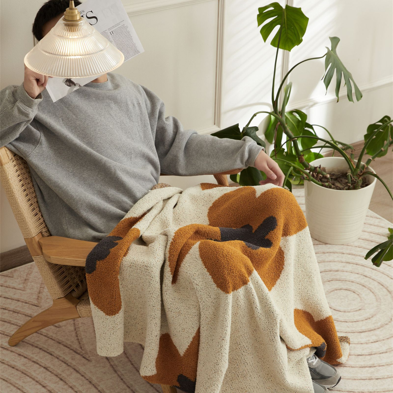 A klasės europietiško stiliaus megztas aksominis antklodė su saulėgrąžų snapu, viengulė kasdienė antklodės užvalkalo antklodė, sofa, oro kondicionierius, antklodė