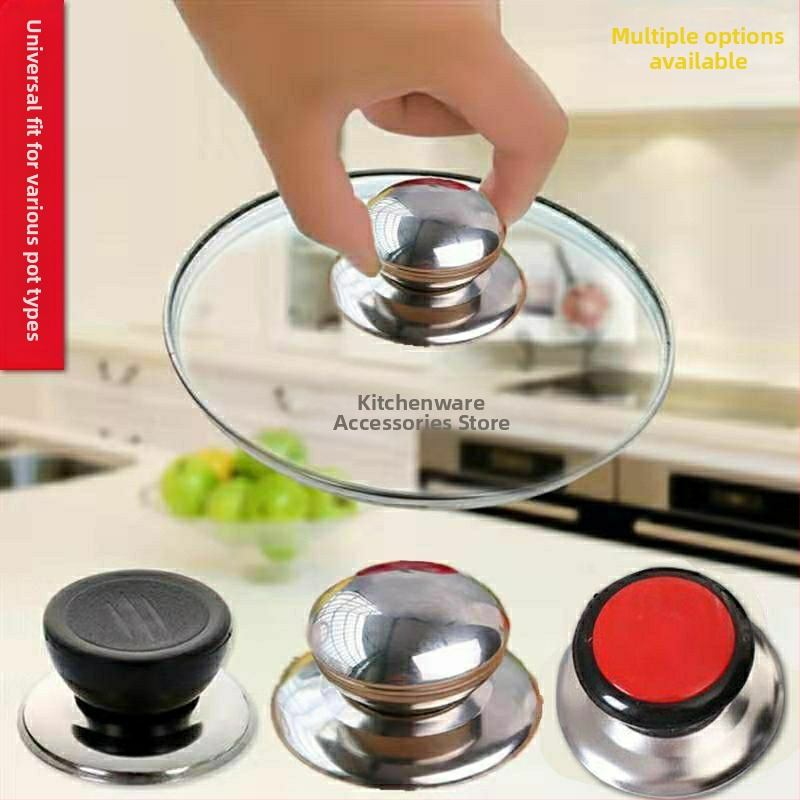 Дръжка за капак на тенджера от неръждаема стомана, универсална капачка за тенджера, предпазваща от изгаряне, копче за капак на тенджера от стъклен материал, аксесоари за капак на тенджера, топчета за тенджера