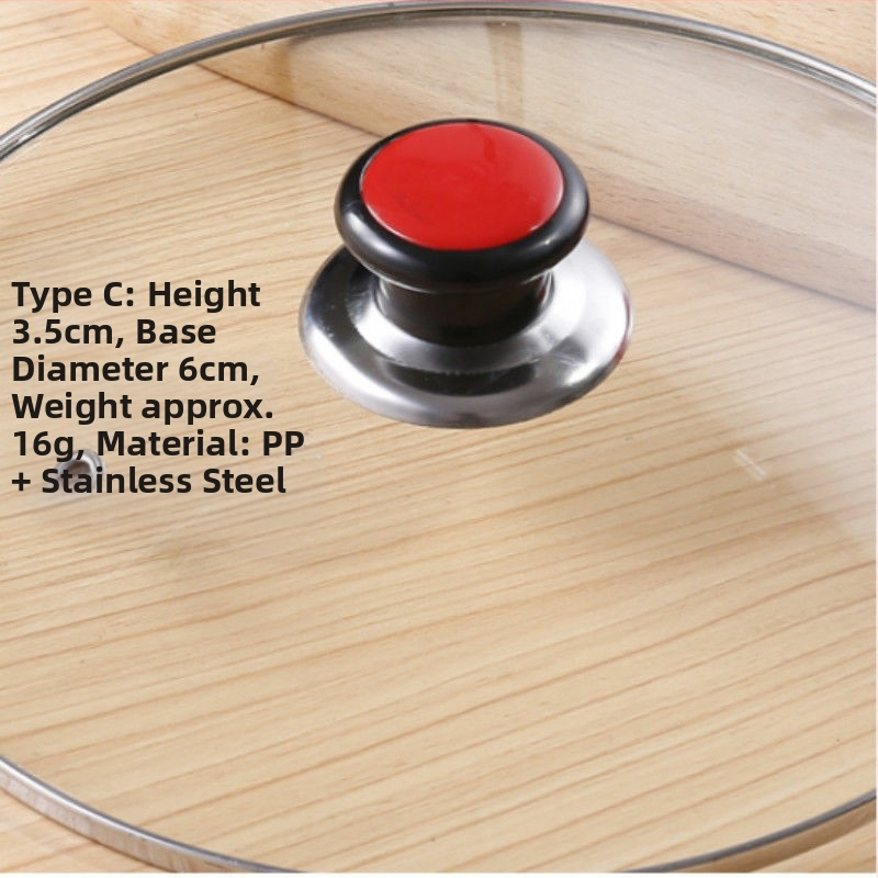 Дръжка за капак на тенджера от неръждаема стомана, универсална капачка за тенджера, предпазваща от изгаряне, копче за капак на тенджера от стъклен материал, аксесоари за капак на тенджера, топчета за тенджера