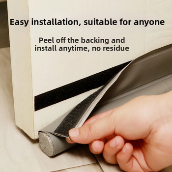 Универсална едностранна уплътнителна лента за долната част на вратата, ветроустойчив стикер, шев на вратата, устойчив на насекоми, кожена самозалепваща се лента за звукоизолация с кукички и примки, доставка на фабрика