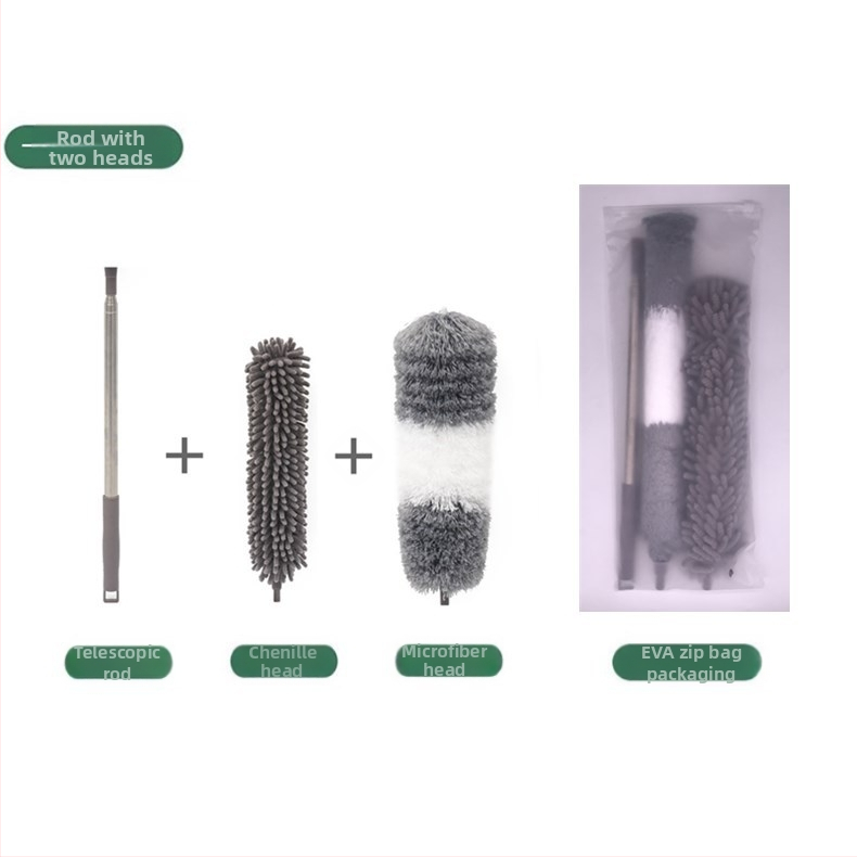 Gamykloje naujas vienpolis dvigalvis mikropluošto prailgintas šenilinis dulkių šepetys luboms valyti