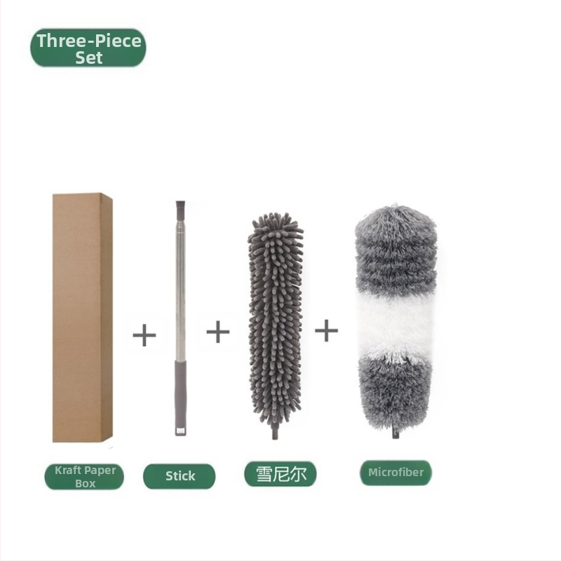 Gamykloje naujas vienpolis dvigalvis mikropluošto prailgintas šenilinis dulkių šepetys luboms valyti