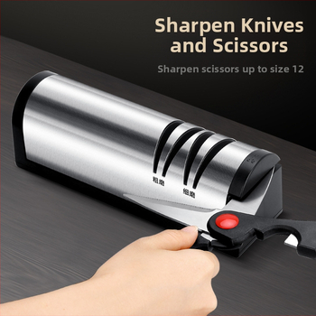 Hulgimüük laadimisega roostevabast terasest Whetstone täisterasest noateritaja käärid köögitööriistad automaatne USB noaveski