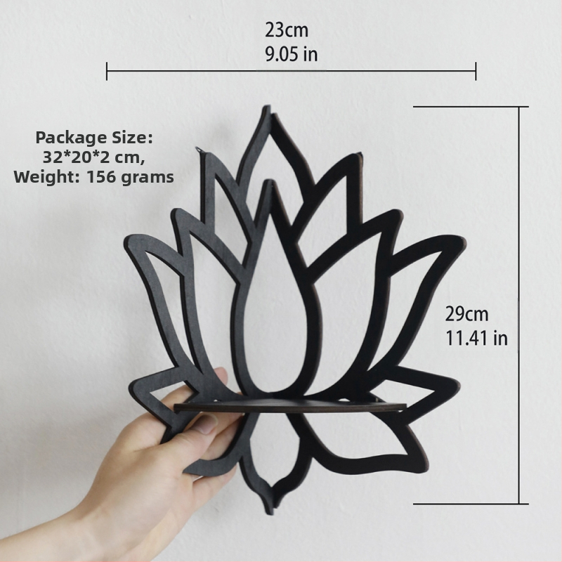 Бохемски дървен кух ъглов кристален рафт Lotus, обикновен домашен декор за спалня Homestay, на едро