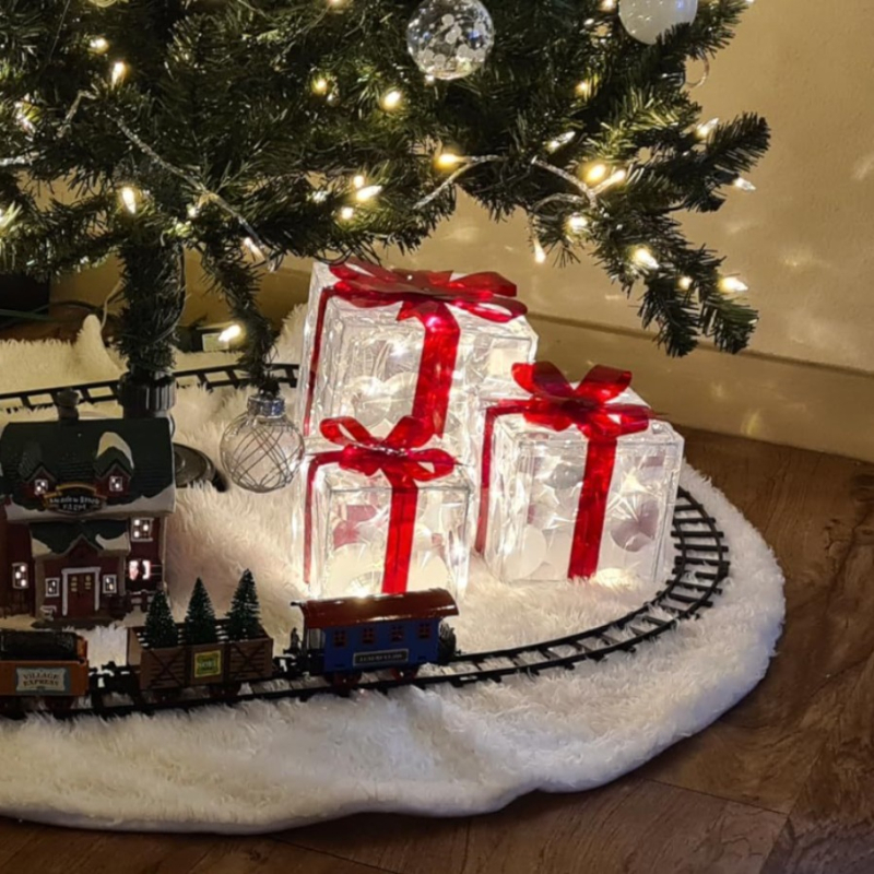 Kalėdinių dovanų dėžutė „Sprogimai“, 3 dalių sulankstoma kalėdinė dovanų dėžutė, šviečianti kalėdinė dovanų dėžutė, Kalėdinių žibintų festivalio šviesos girlianda