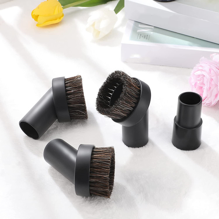 Juodas dulkių siurblio apvalus šepetys, mišraus arklio plaukų, PP plaukų valymo šepetys, apvalus plaukų šepetys, 32 mm