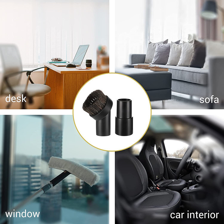 Juodas dulkių siurblio apvalus šepetys, mišraus arklio plaukų, PP plaukų valymo šepetys, apvalus plaukų šepetys, 32 mm