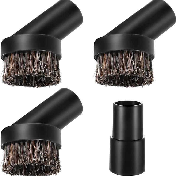 Juodas dulkių siurblio apvalus šepetys, mišraus arklio plaukų, PP plaukų valymo šepetys, apvalus plaukų šepetys, 32 mm