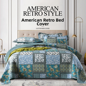 „Pinli“ namų tekstilės užsienio prekybos medvilninis lovos užtiesalas, trijų dalių komplektas, amerikietiškos imitacijos antklodė, spausdinta medvilninė oro kondicionavimo antklodė