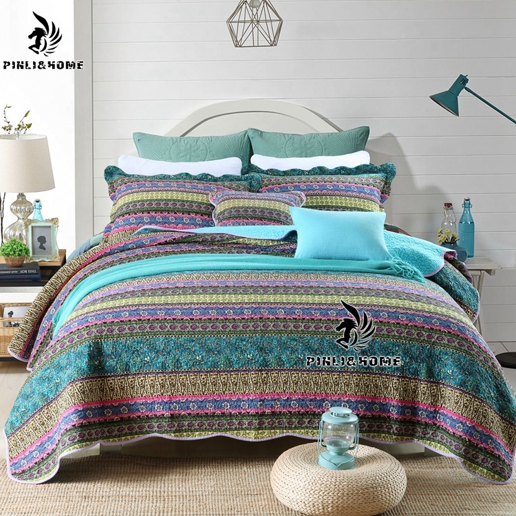 „Pinli“ namų tekstilės užsienio prekybos medvilninis lovos užtiesalas, trijų dalių komplektas, amerikietiškos imitacijos antklodė, spausdinta medvilninė oro kondicionavimo antklodė