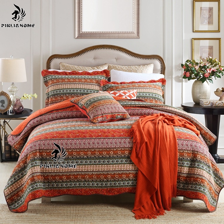 „Pinli“ namų tekstilės užsienio prekybos medvilninis lovos užtiesalas, trijų dalių komplektas, amerikietiškos imitacijos antklodė, spausdinta medvilninė oro kondicionavimo antklodė