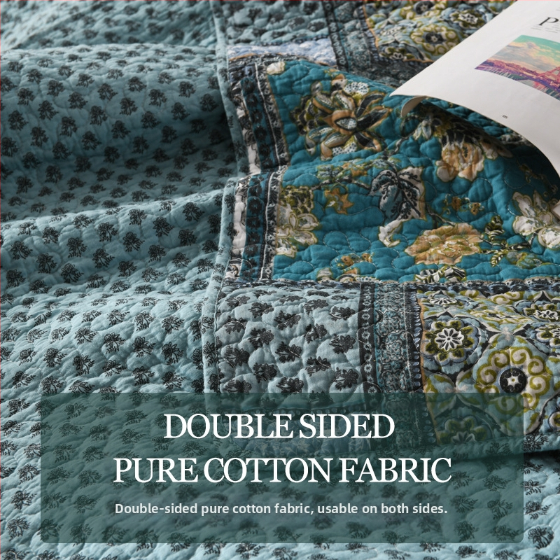 Комплект от три памучни покривала за легло Pinli Home Textile, външнотърговски, американски имитационен юрган, щампован памучен юрган с климатик