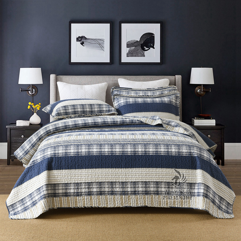 „Pinli“ namų tekstilės užsienio prekybos medvilninis lovos užtiesalas, trijų dalių komplektas, amerikietiškos imitacijos antklodė, spausdinta medvilninė oro kondicionavimo antklodė