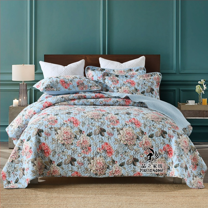 „Pinli“ namų tekstilės užsienio prekybos medvilninis lovos užtiesalas, trijų dalių komplektas, amerikietiškos imitacijos antklodė, spausdinta medvilninė oro kondicionavimo antklodė