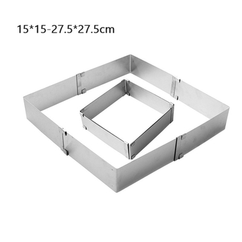 Suur roostevabast terasest reguleeritav teleskoopaktiivsusega pikk ruudukujuline vahukoogi rõngasvorm hulgimüük
