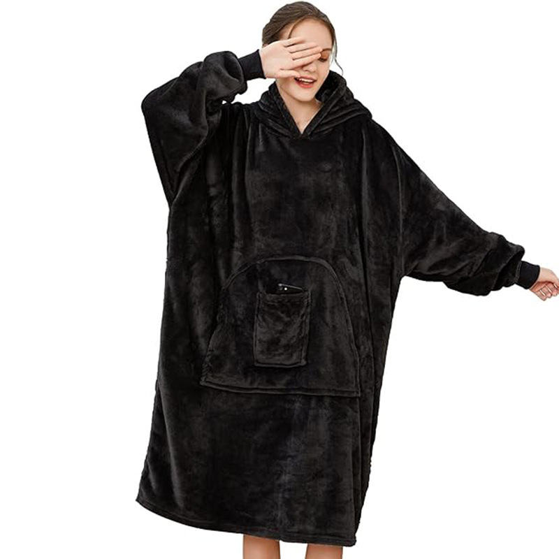 Žieminė tingi megztinė antklodė, gobtuvas, šilta lauko TV antklodė, flanelinė, minkšta, odai draugiška naktinukai vyrams ir moterims