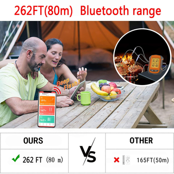 Gamyklinis „Bluetooth“ virtuvės orkaitės termometras su keturiais zondais elektroninis belaidis maisto termometras programėlėje virtuvės termometras