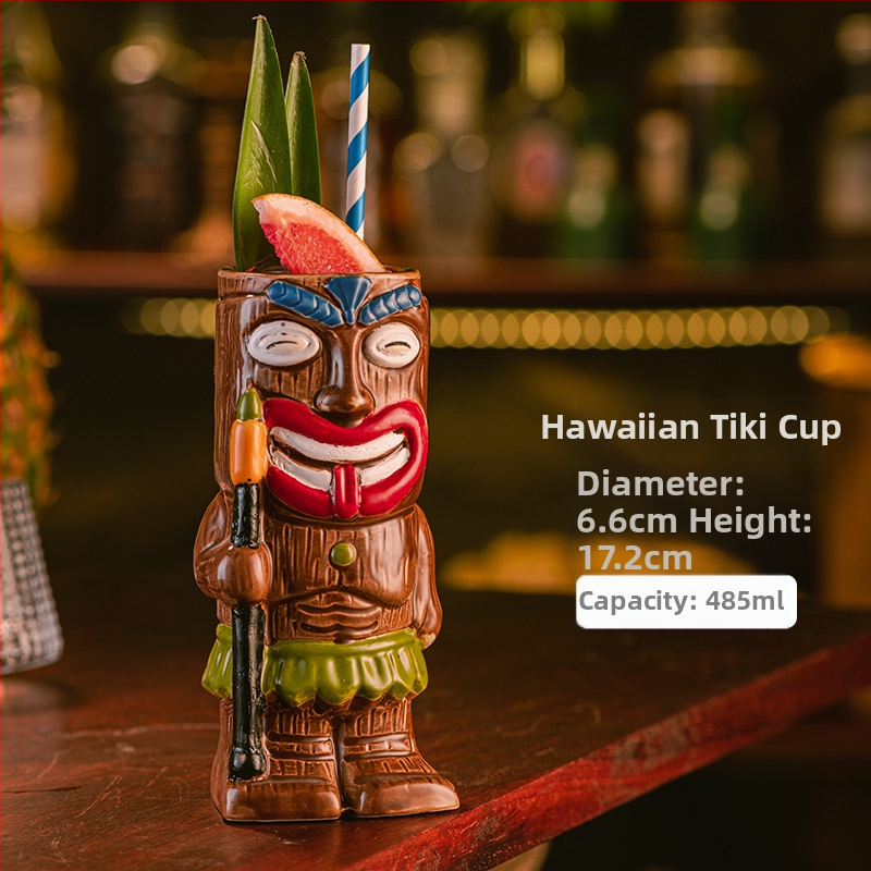 Havajietiškas Tiki puodelis Tiki puodelis Kūrybingas kokteilių puodelis Keraminis puodelis Baro vyno puodelis Specialūs puodelių papuošimai