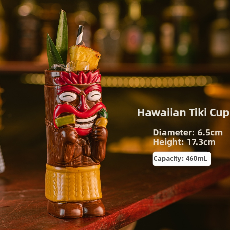 Havajietiškas Tiki puodelis Tiki puodelis Kūrybingas kokteilių puodelis Keraminis puodelis Baro vyno puodelis Specialūs puodelių papuošimai