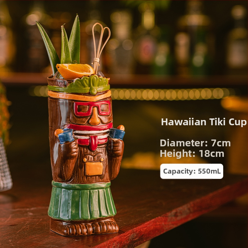 Havajietiškas Tiki puodelis Tiki puodelis Kūrybingas kokteilių puodelis Keraminis puodelis Baro vyno puodelis Specialūs puodelių papuošimai