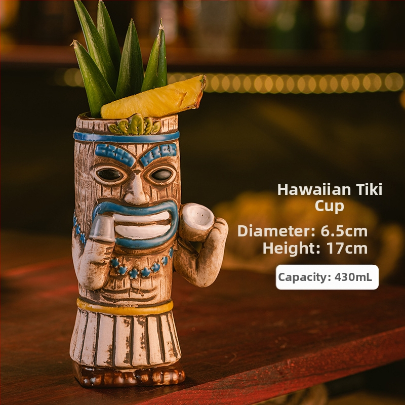 Havajietiškas Tiki puodelis Tiki puodelis Kūrybingas kokteilių puodelis Keraminis puodelis Baro vyno puodelis Specialūs puodelių papuošimai