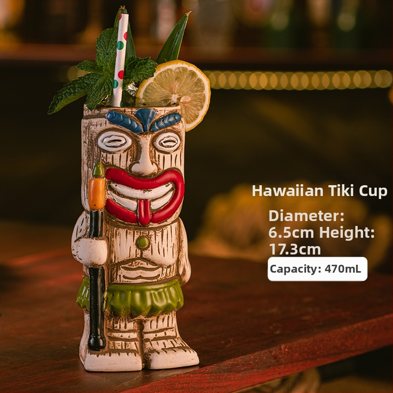Havajietiškas Tiki puodelis Tiki puodelis Kūrybingas kokteilių puodelis Keraminis puodelis Baro vyno puodelis Specialūs puodelių papuošimai