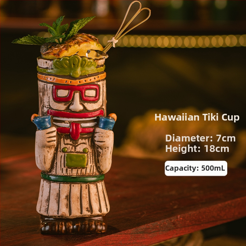 Havajietiškas Tiki puodelis Tiki puodelis Kūrybingas kokteilių puodelis Keraminis puodelis Baro vyno puodelis Specialūs puodelių papuošimai