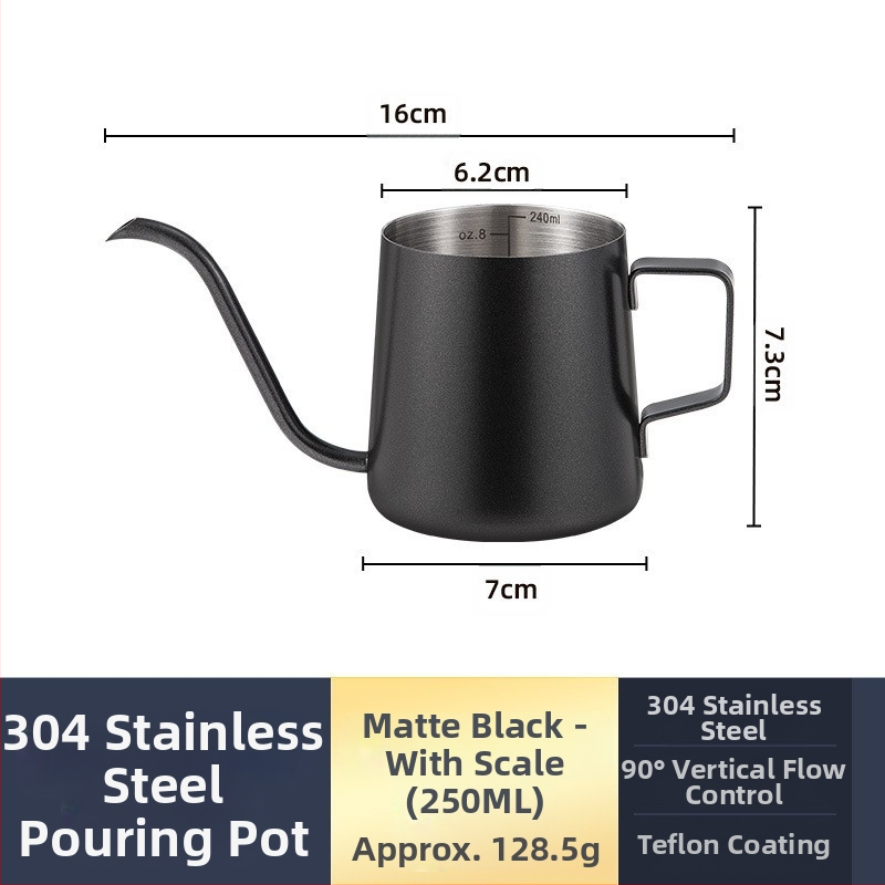 Nerūdijančio plieno kavos virimo aparatas, mini kavos virimo aparatas, juodas teflono plonas kavos virimo aparatas