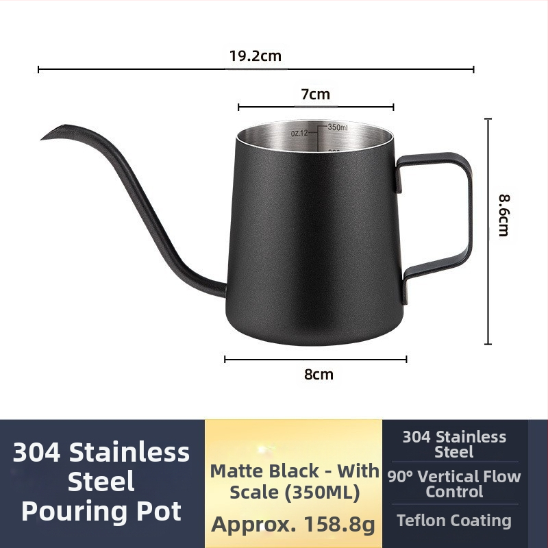 Nerūdijančio plieno kavos virimo aparatas, mini kavos virimo aparatas, juodas teflono plonas kavos virimo aparatas