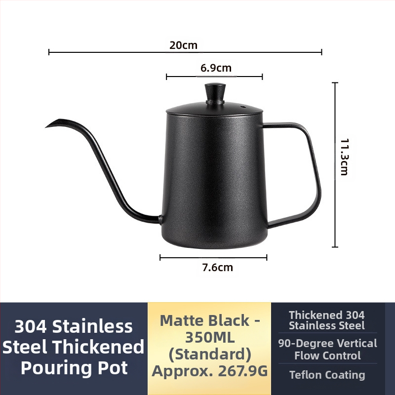 Ръчна кана за кафе от неръждаема стомана, мини ръчна кана, черна тефлонова кана с тънка уста, уред за кафе