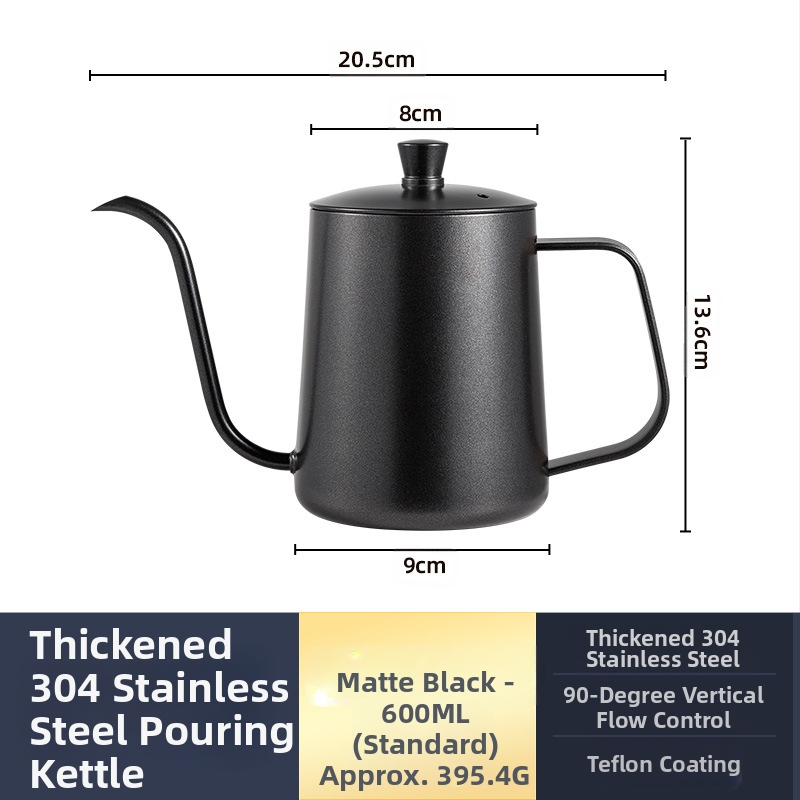 Nerūdijančio plieno kavos virimo aparatas, mini kavos virimo aparatas, juodas teflono plonas kavos virimo aparatas