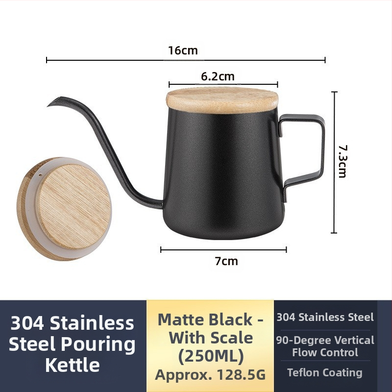 Nerūdijančio plieno kavos virimo aparatas, mini kavos virimo aparatas, juodas teflono plonas kavos virimo aparatas