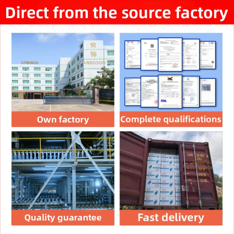 Търговия на едро Ambochen за еднократна употреба, хранителни издръжливи сини нитрилни ръкавици, английски водоустойчиви кухненски ръкавици Ding Qing