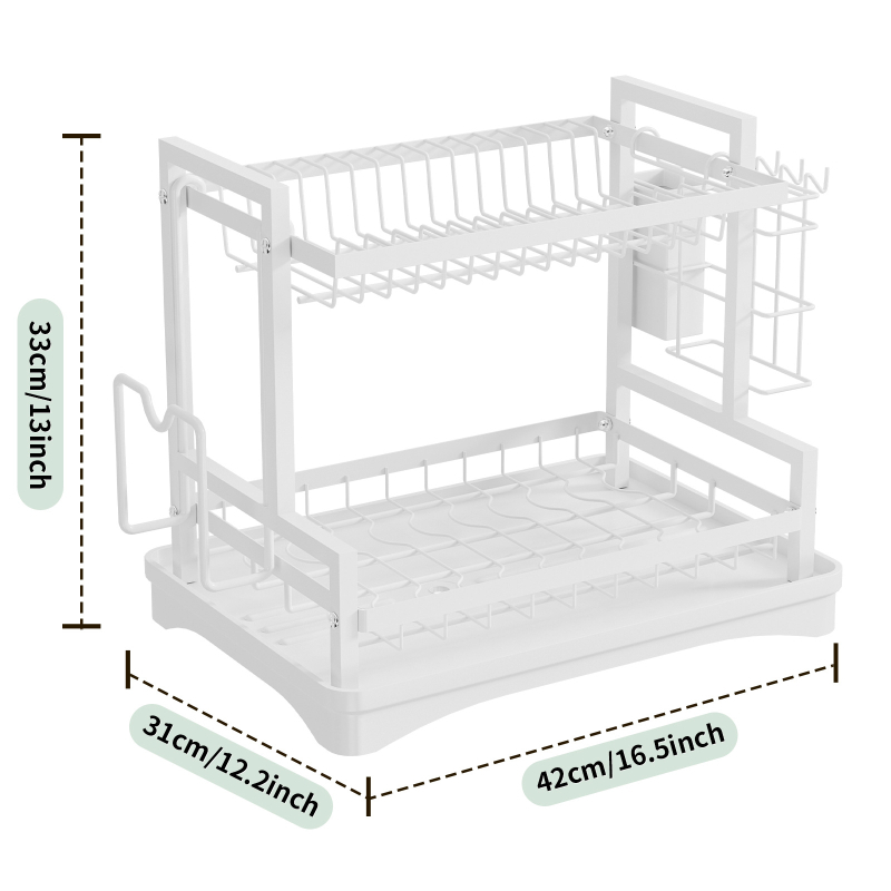 Virtuvės kriauklė, stalviršio džiovyklė, indų laikiklis, džiovinimo krepšelių laikiklis, spintelė, peilių ir šakučių laikiklis, stalo įrankiai, indų laikymo laikiklis