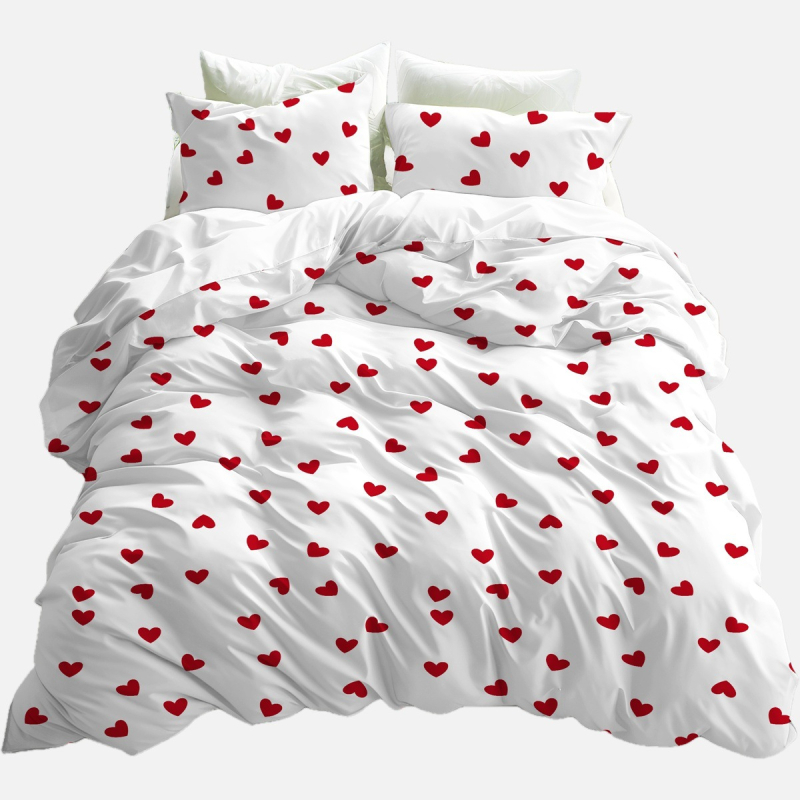 Lihtne väike armastustekk-kate voodipesu kolmeosaline voodipesu lina tekikott sõbrapäevaks paarile kingituseks tekikott