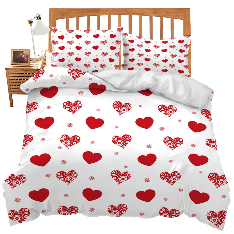 Lihtne väike armastustekk-kate voodipesu kolmeosaline voodipesu lina tekikott sõbrapäevaks paarile kingituseks tekikott