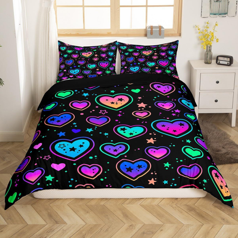 Lihtne väike armastustekk-kate voodipesu kolmeosaline voodipesu lina tekikott sõbrapäevaks paarile kingituseks tekikott