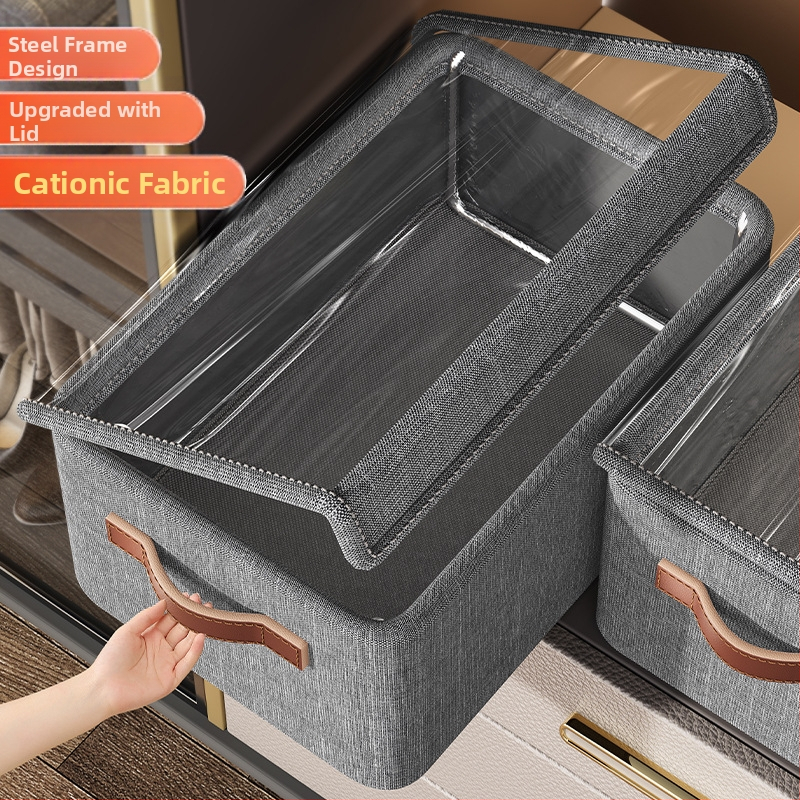 Katiónový úložný box na šatníkovú prešívanú prikrývku, oceľový rám, úložný box na nohavice, úložný box na oblečenie v domácej ubytovni
