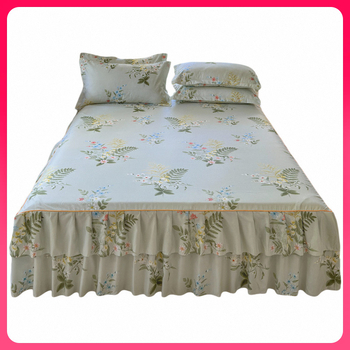 ✅ Нови 2024 г. Кувертюра за легло с пола, едно парче от чист памук, чаршафи с подгъв и чаршафи с пола за всички сезони