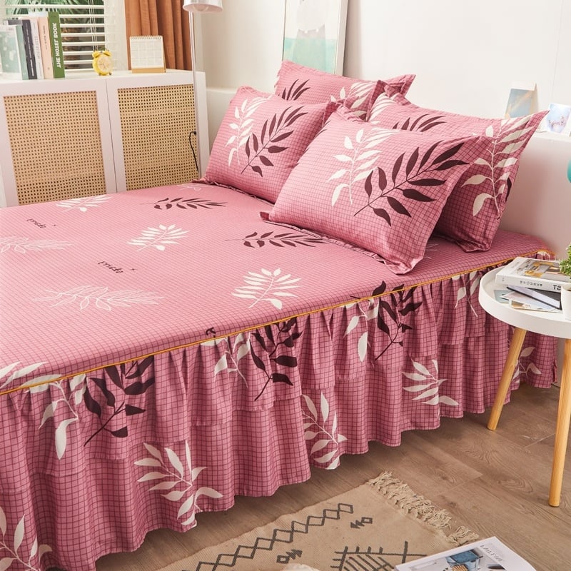 ✅ Нови 2024 г. Кувертюра за легло с пола, едно парче от чист памук, чаршафи с подгъв и чаршафи с пола за всички сезони