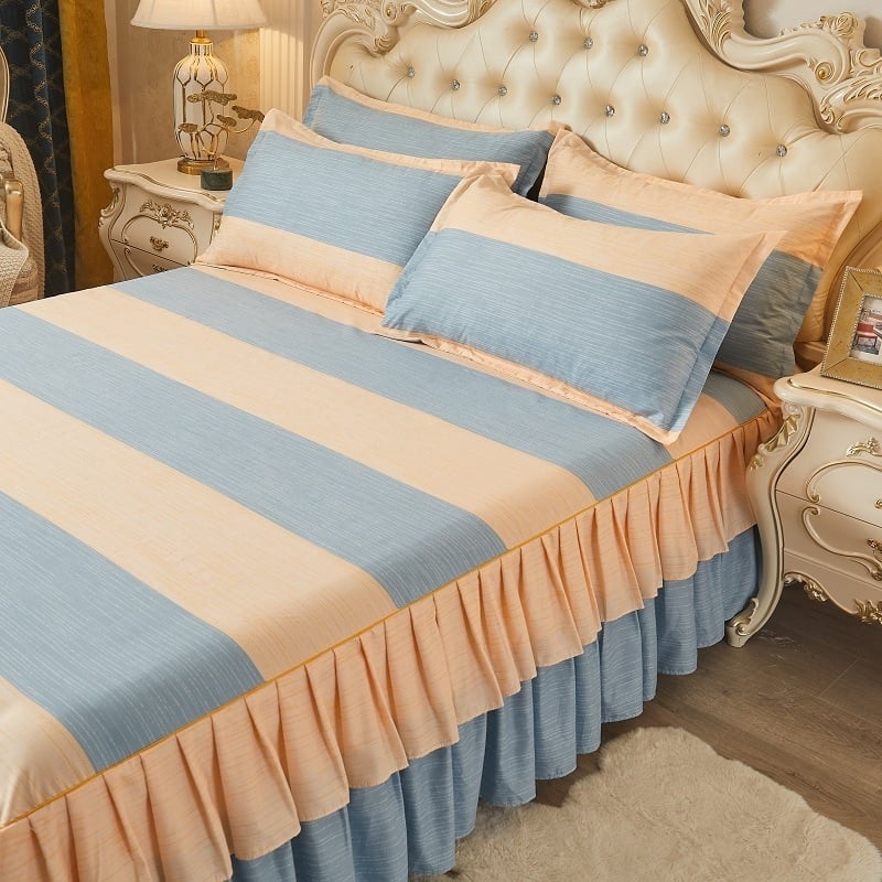 ✅ Нови 2024 г. Кувертюра за легло с пола, едно парче от чист памук, чаршафи с подгъв и чаршафи с пола за всички сезони