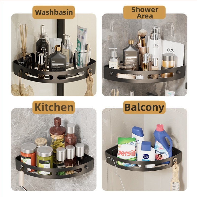 Тоалетна за баня без перфоратор, стойка за съхранение на тоалетна, стенен умивалник за тоалетна, триъгълна стойка за съхранение, закачалка за ъгъл