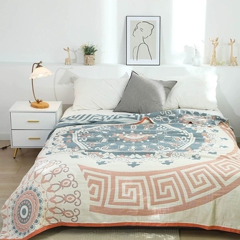 Tarpvalstybinė grynos medvilnės skalbta penkių sluoksnių sustorinta rankšluosčių antklodė iš medvilnės, keturių metų laikų rankšluosčių antklodė, vasarinė antklodė su oro kondicionieriumi